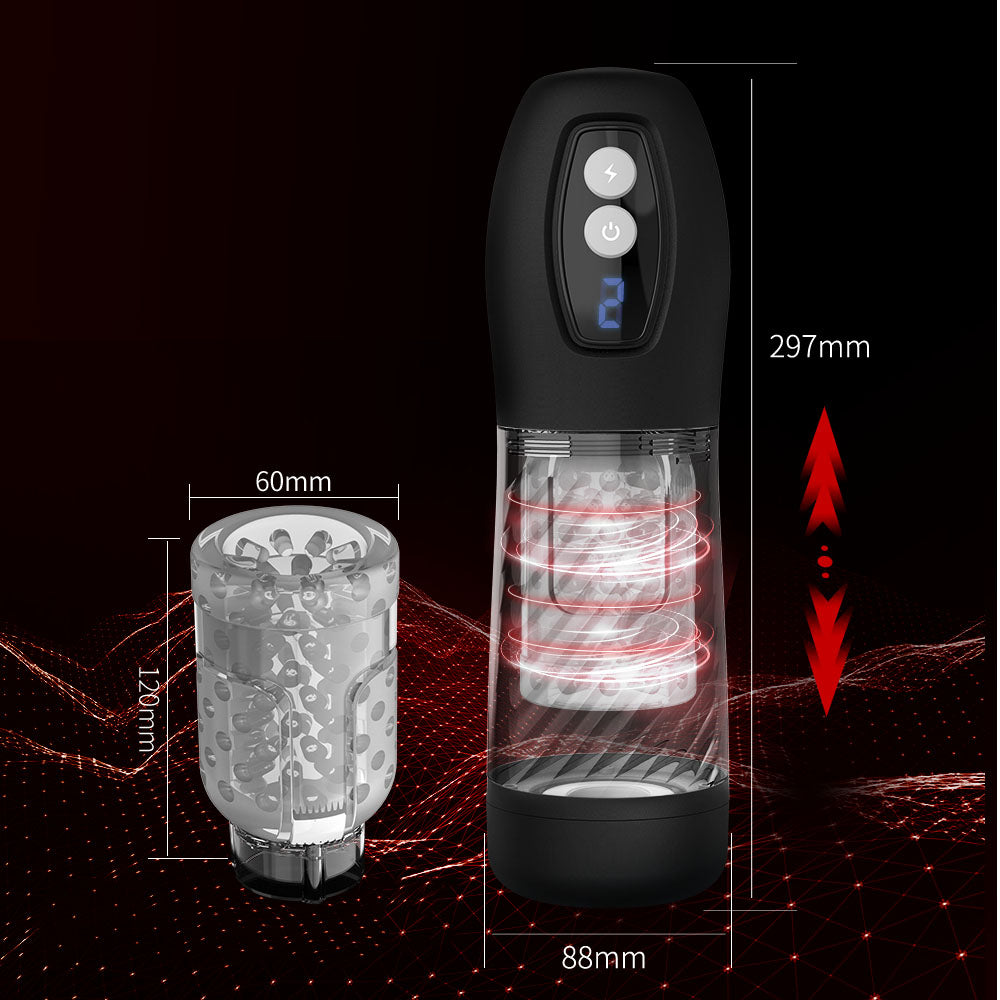 Black Cheetah Powerful 9 Thrusting Modes Rotating Masturbation Cup