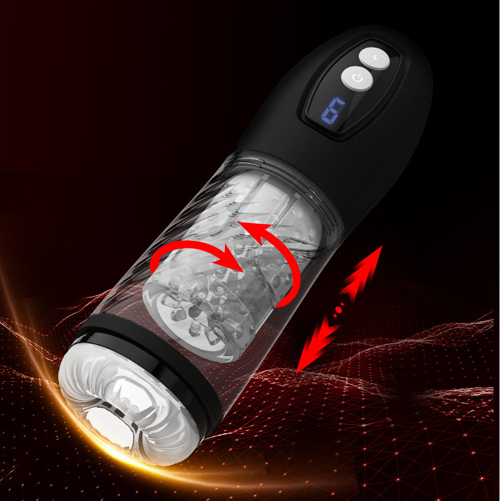Black Cheetah Powerful 9 Thrusting Modes Rotating Masturbation Cup