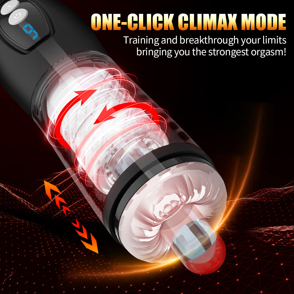 Black Cheetah Powerful 9 Thrusting Modes Rotating Masturbation Cup