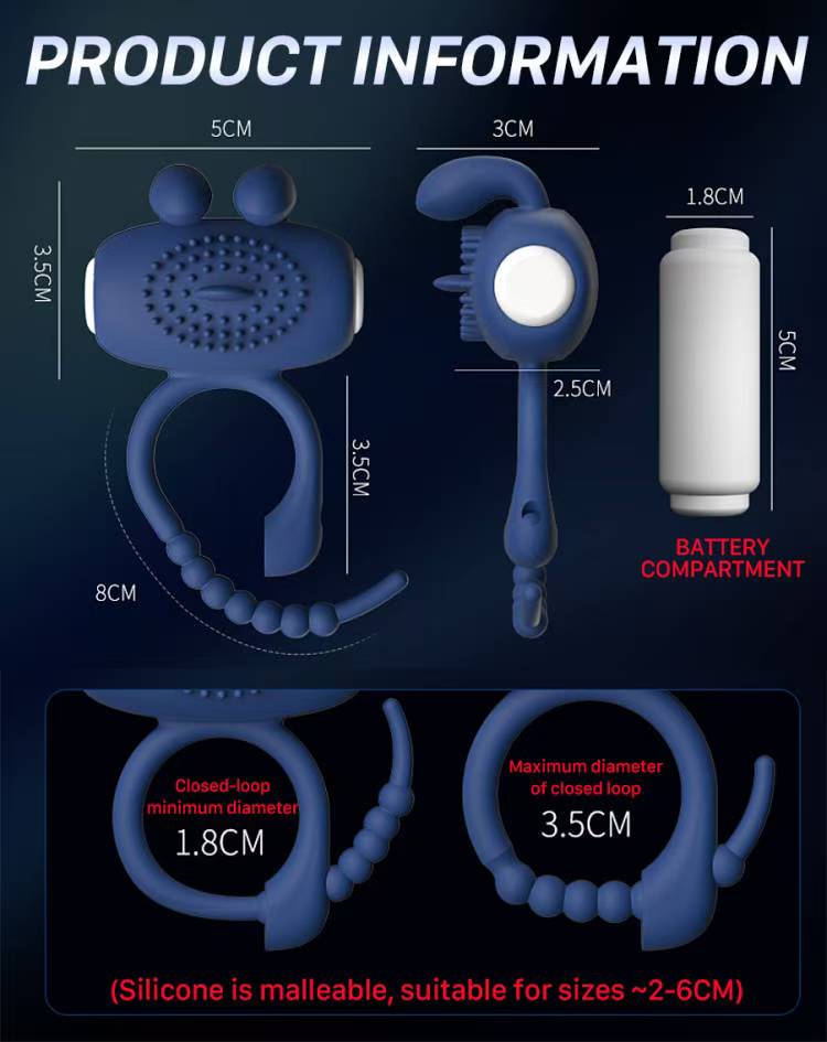 Triple Pleasure 3 in one Cock Ring with Vibrator