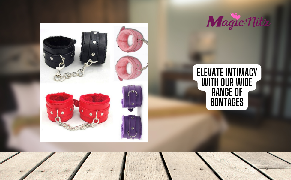 Durable Comfortable Sexy Leather Furry Chained Cuffs