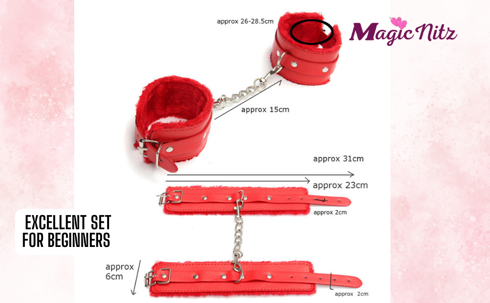 Durable Comfortable Sexy Leather Furry Chained Cuffs