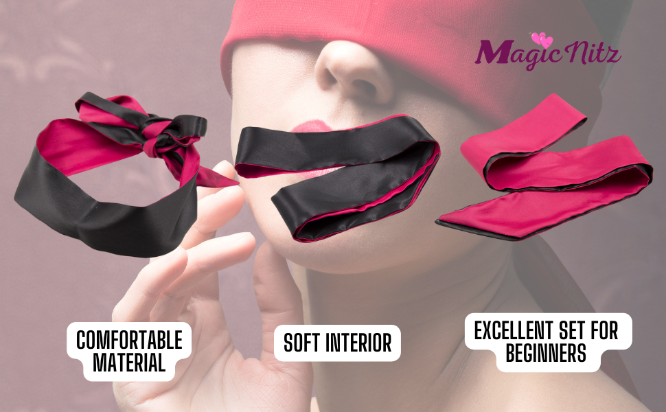 Double Sided Silky Multi-use Blindfold – Red, Purple, Black and Rose Red
