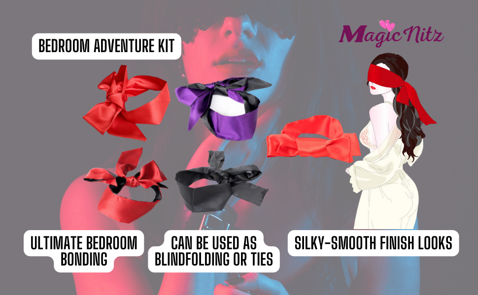 Double Sided Silky Multi-use Blindfold – Red, Purple, Black and Rose Red