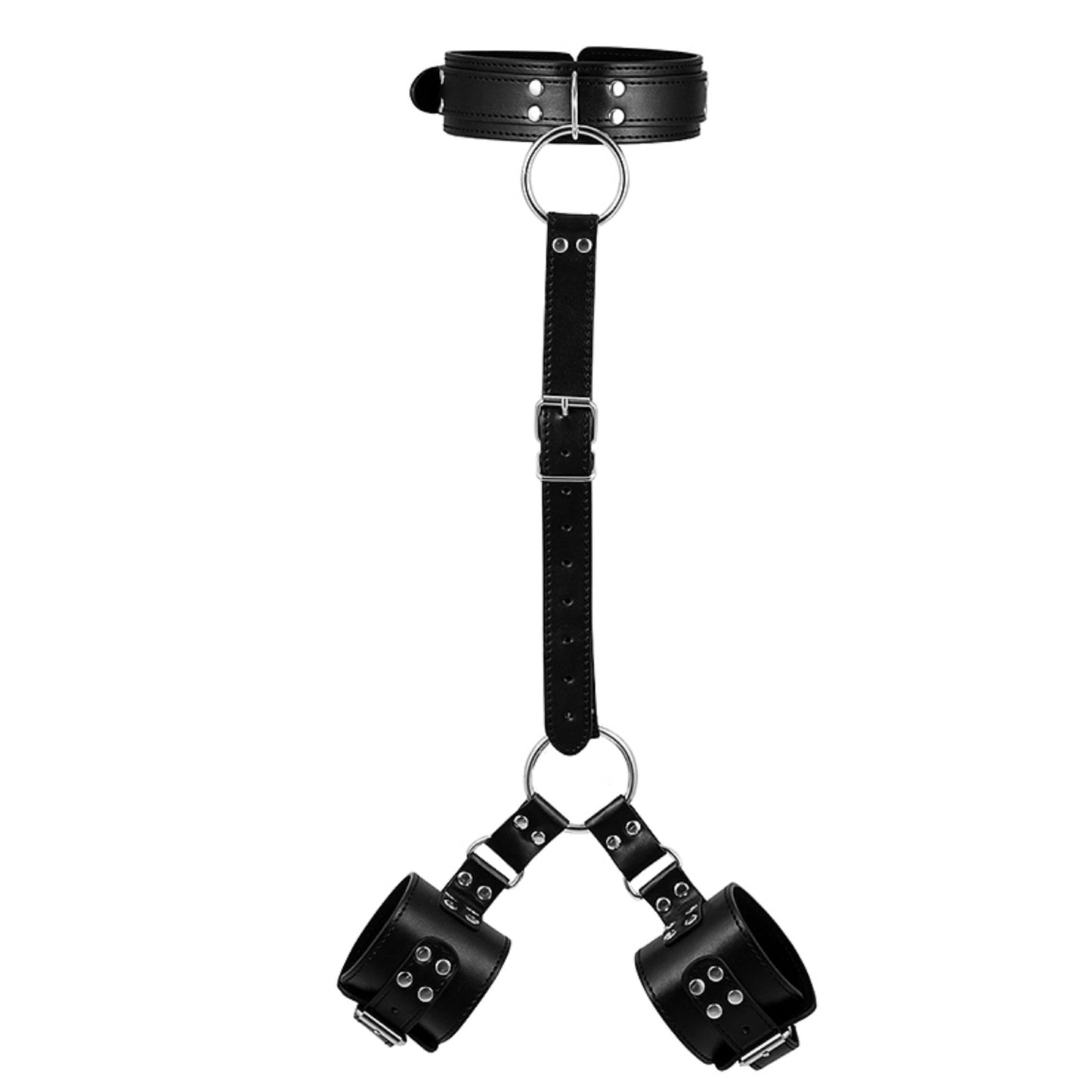 Faux Leather Wrists to Collar Harness Restraint