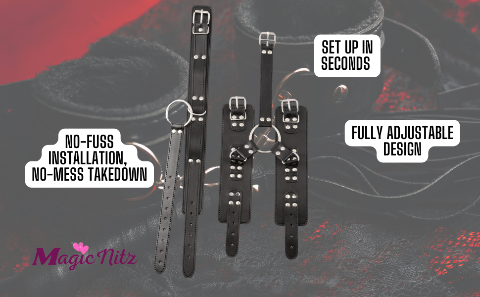 Faux Leather Wrists to Collar Harness Restraint
