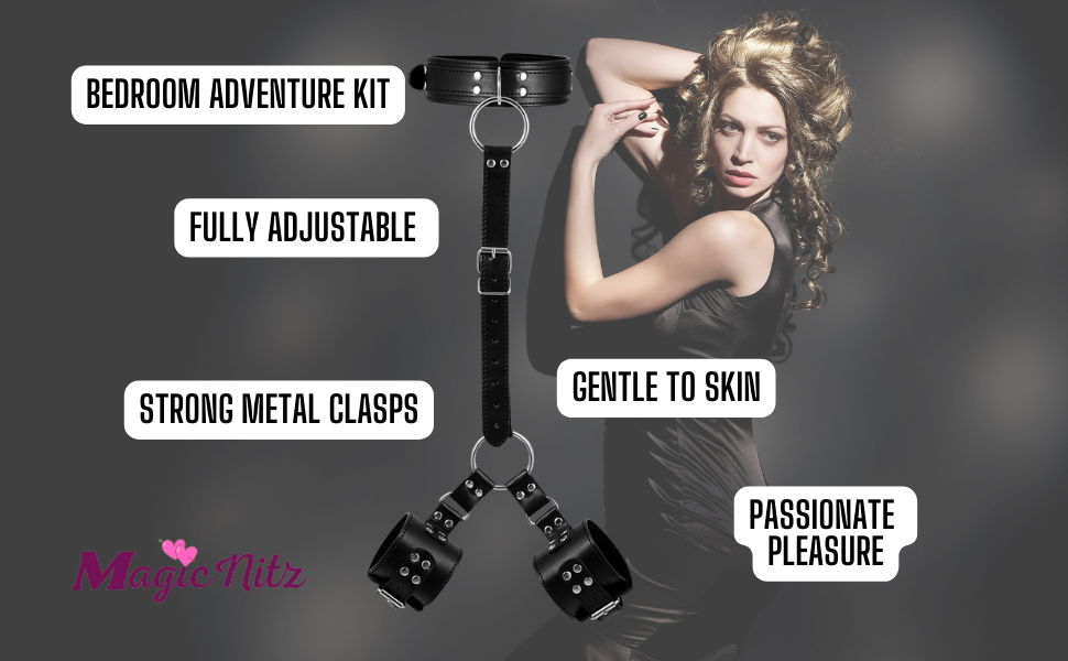 Faux Leather Wrists to Collar Harness Restraint