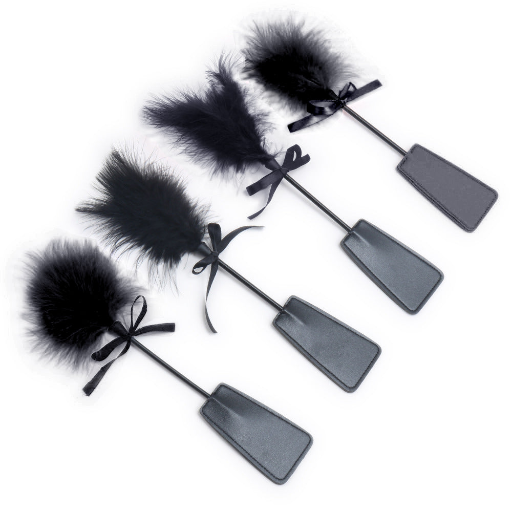 2-in-1 Spanking Paddle and Tickler and Masquerade Lace Mask Set