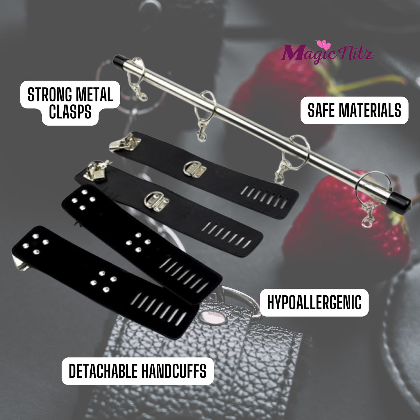 Luxury Restraint Bondage Set With Bar, Ankle Cuffs and Handcuffs