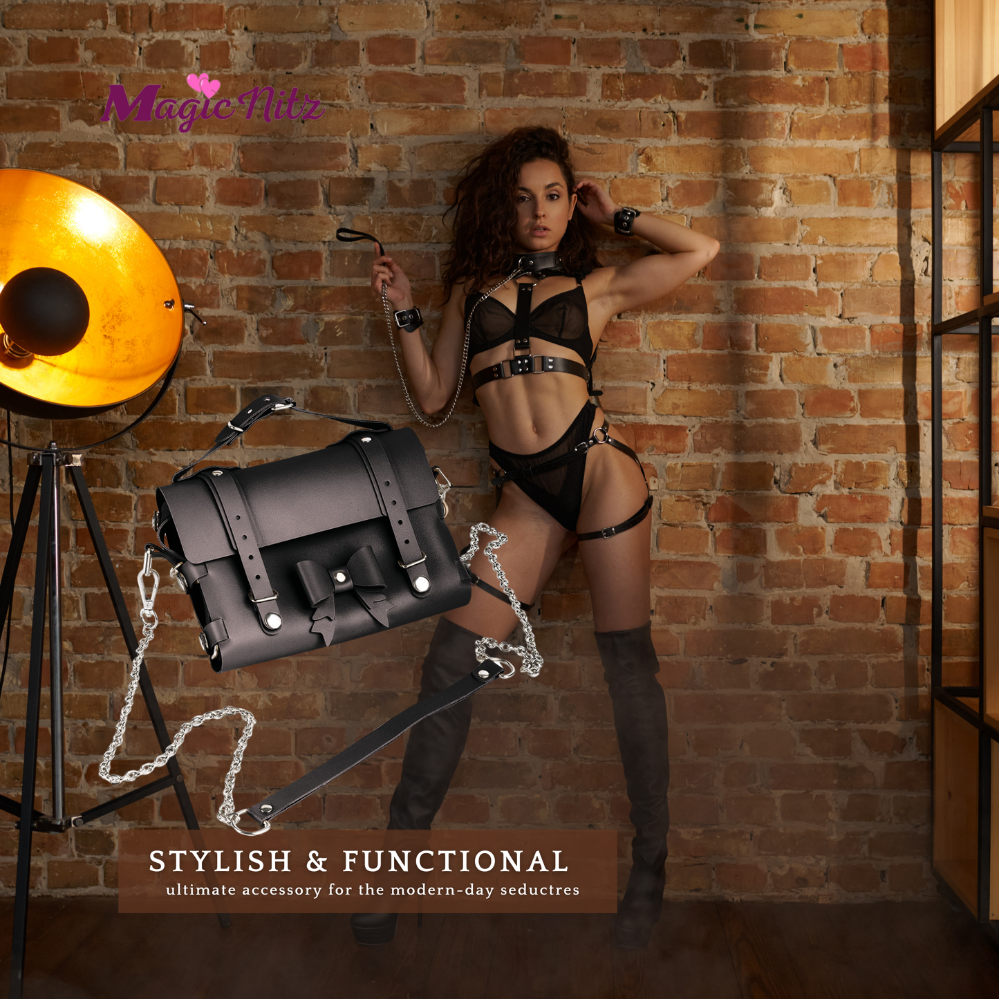 Bondage Transform Set Crossbody Shoulder Bag Detachable Handcuffs Ankle Straps Collar Body Restraint BDSM