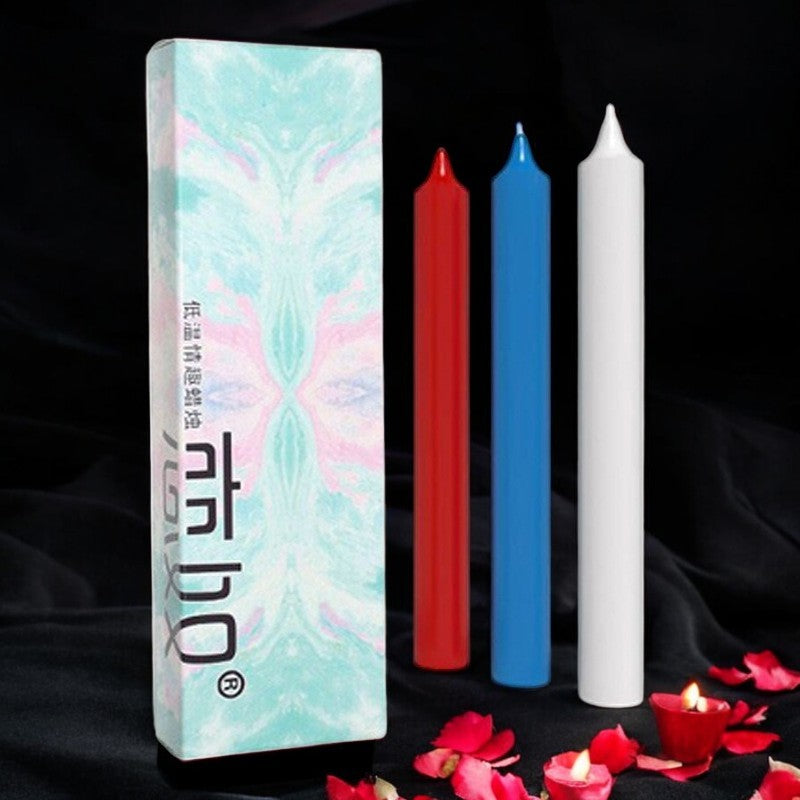 Sensual Low Temperature Candle Set, Red White Blue for Romantic Couples Play 3pcs