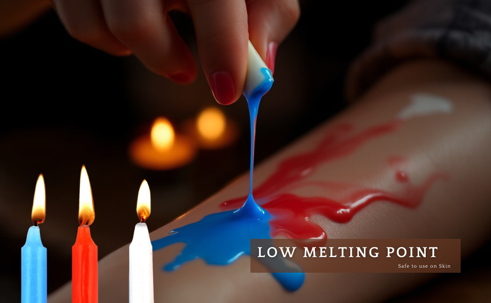 Sensual Low Temperature Candle Set, Red White Blue for Romantic Couples Play 3pcs