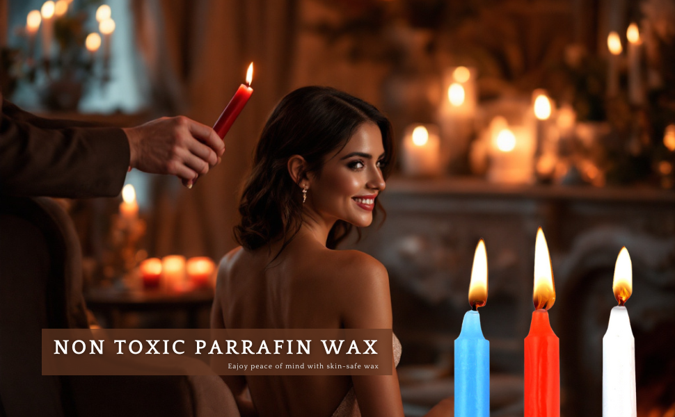 Sensual Low Temperature Candle Set, Red White Blue for Romantic Couples Play 3pcs
