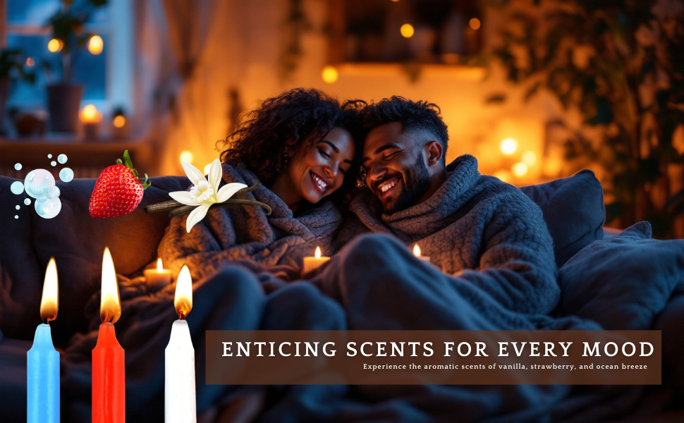 Sensual Low Temperature Candle Set, Red White Blue for Romantic Couples Play 3pcs