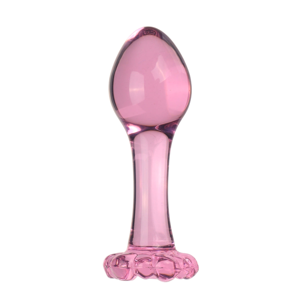 Pink Anal Butt Plug Glass Dildo – Flower Base and Flat Base
