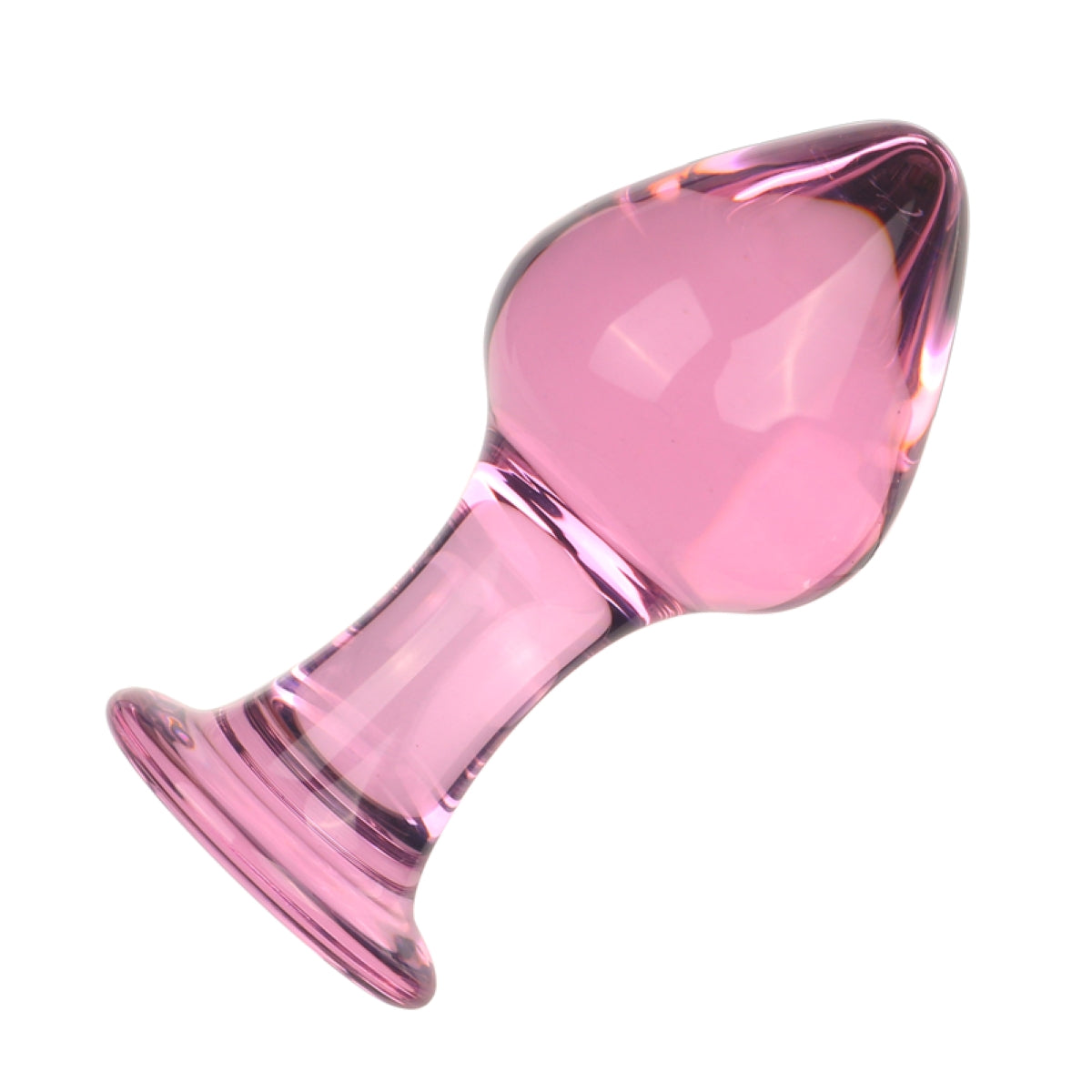Pink Anal Butt Plug Glass Dildo – Flower Base and Flat Base