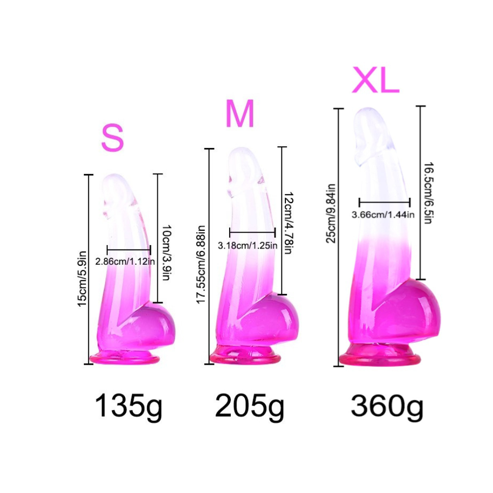 Pink Lifelike Hand-Free Dildo Suction Cup Transparent Gradient