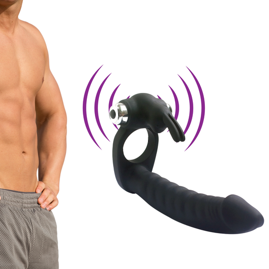 Double Fun Rabbit Vibrator Triple Function Cock Ring 6 Inch Realistic Dildo