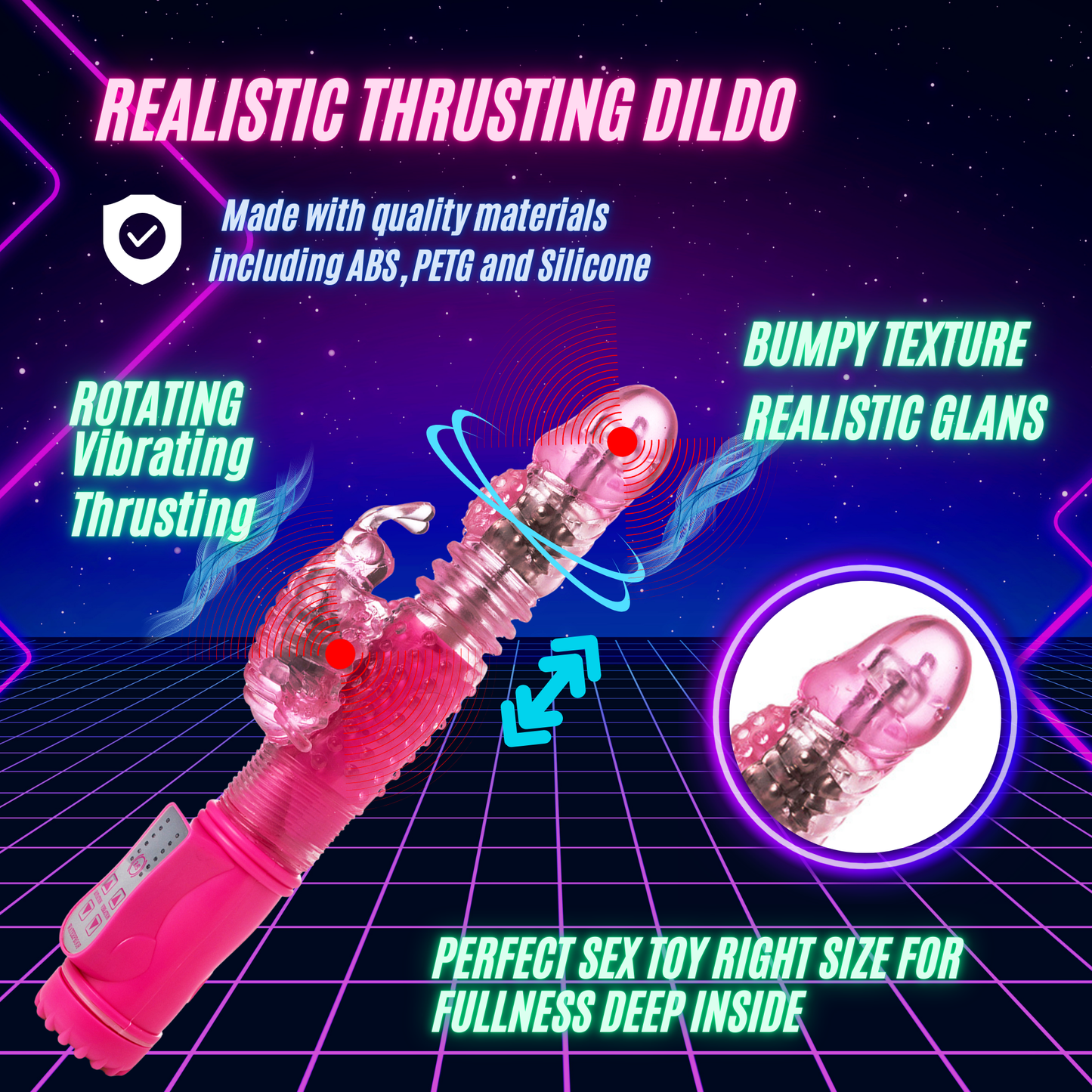 2 in 1 Up & Down Thrusting Dildo with 14 Modes Clitoral Bee Vibrator