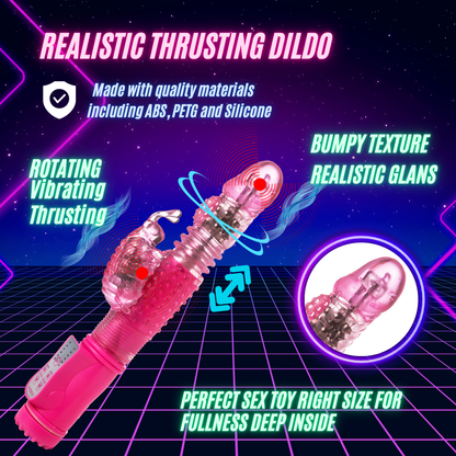 2 in 1 Up & Down Thrusting Dildo with 14 Modes Clitoral Bee Vibrator