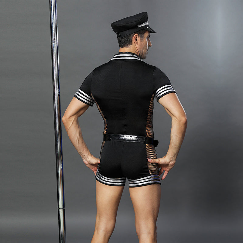 Men's Policeman Cop Cosplay Uniform Role Play Sexy Costume 4pcs Set