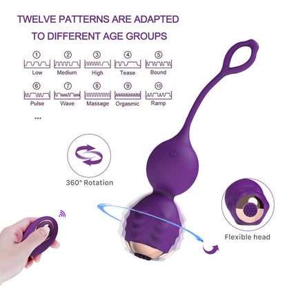Kegel Balls Dancing Egg 12 modes Remote Vibrator Multifunction Sex Toy