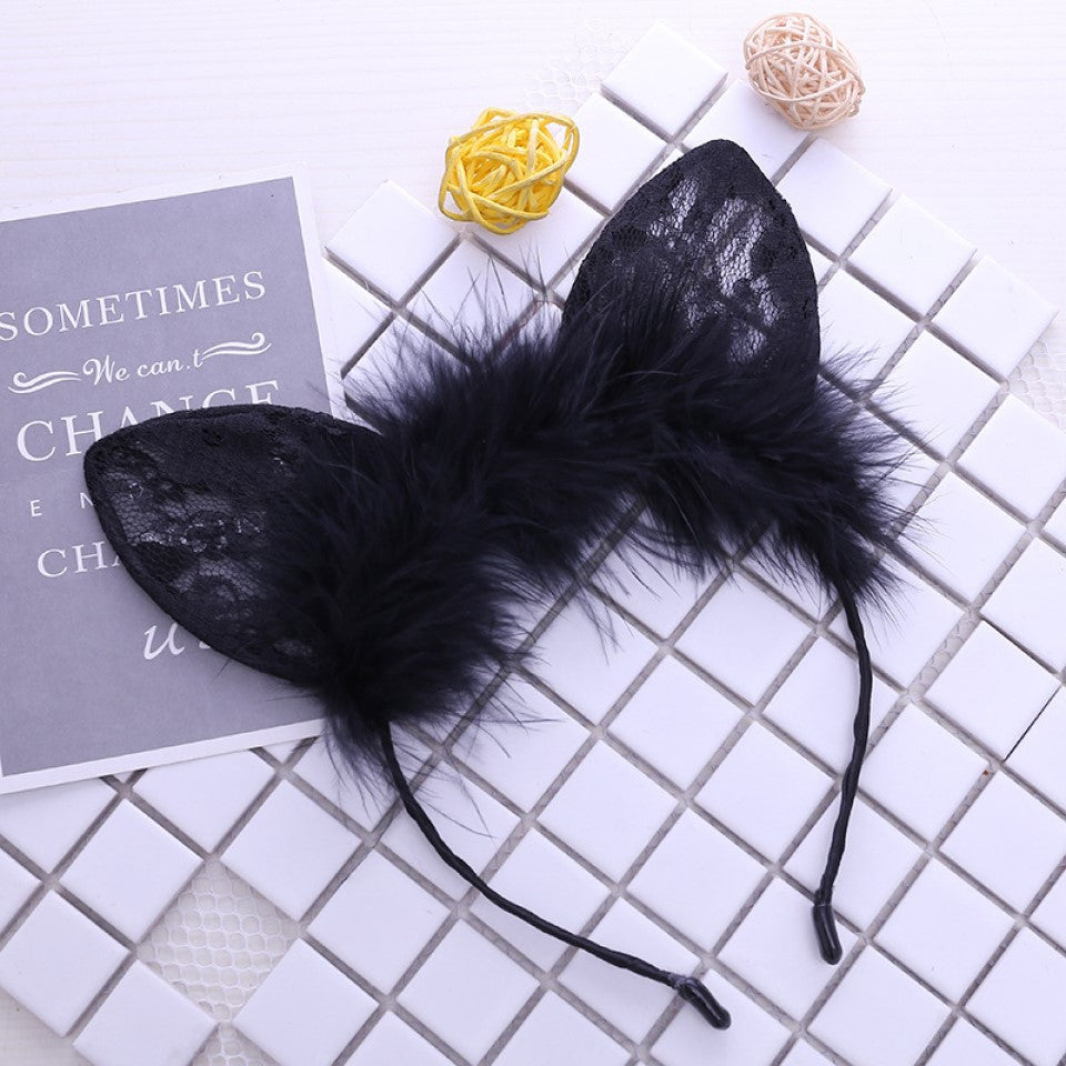 Cute Lace Cat Ears Fluffy Headband
