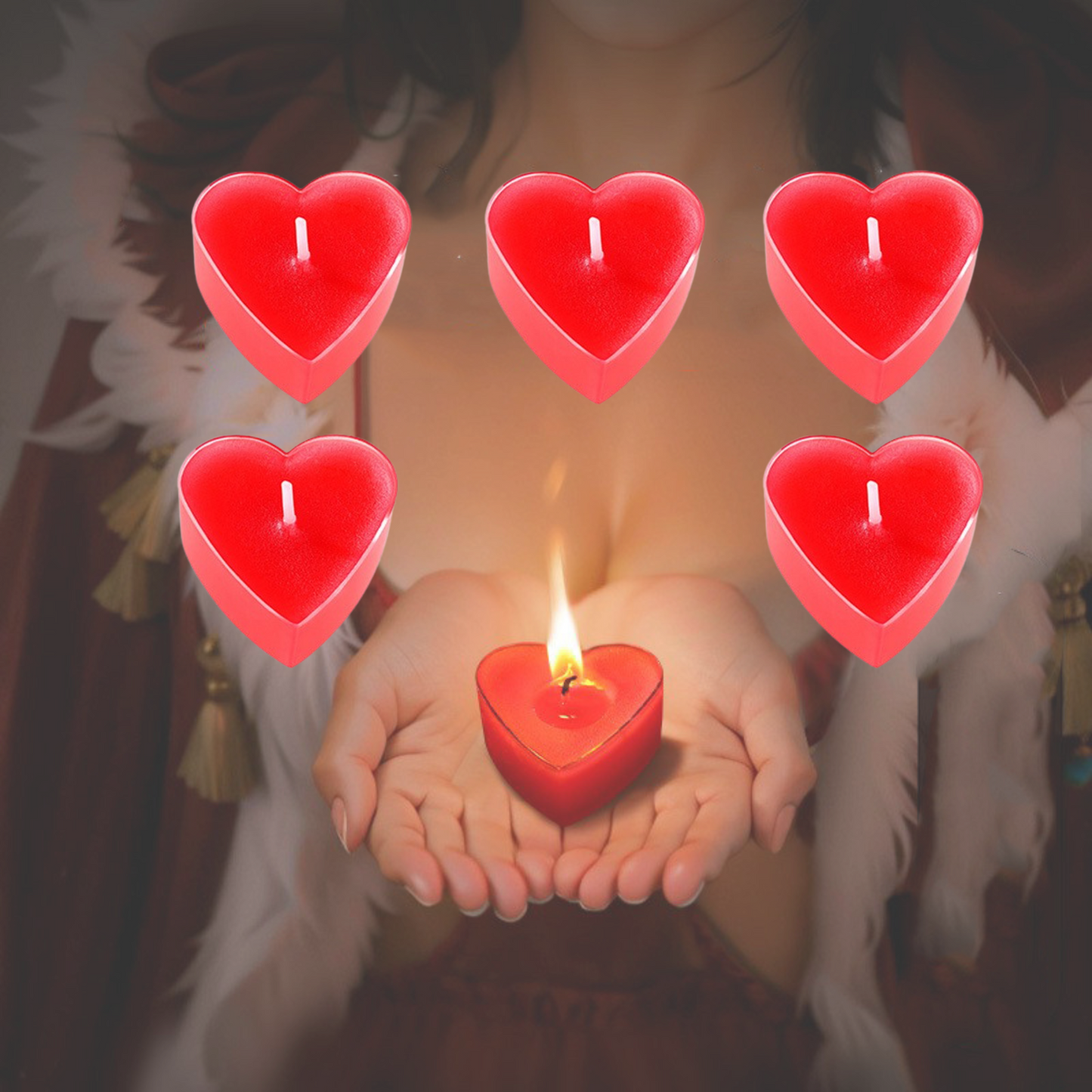 Red Heart Sensual Low Temperature Candle Set for Romantic Couples Play 5pcs
