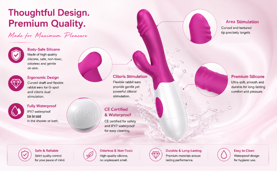 30 Modes Wave Rabbit Vibrator Black or Purple