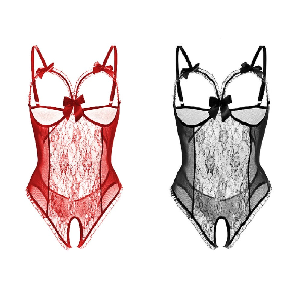 Exposed Open Bra Crotchless Lace Body- Sizes UK 8-18