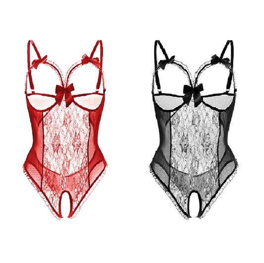 Exposed Open Bra Crotchless Lace Body- Sizes UK 8-18