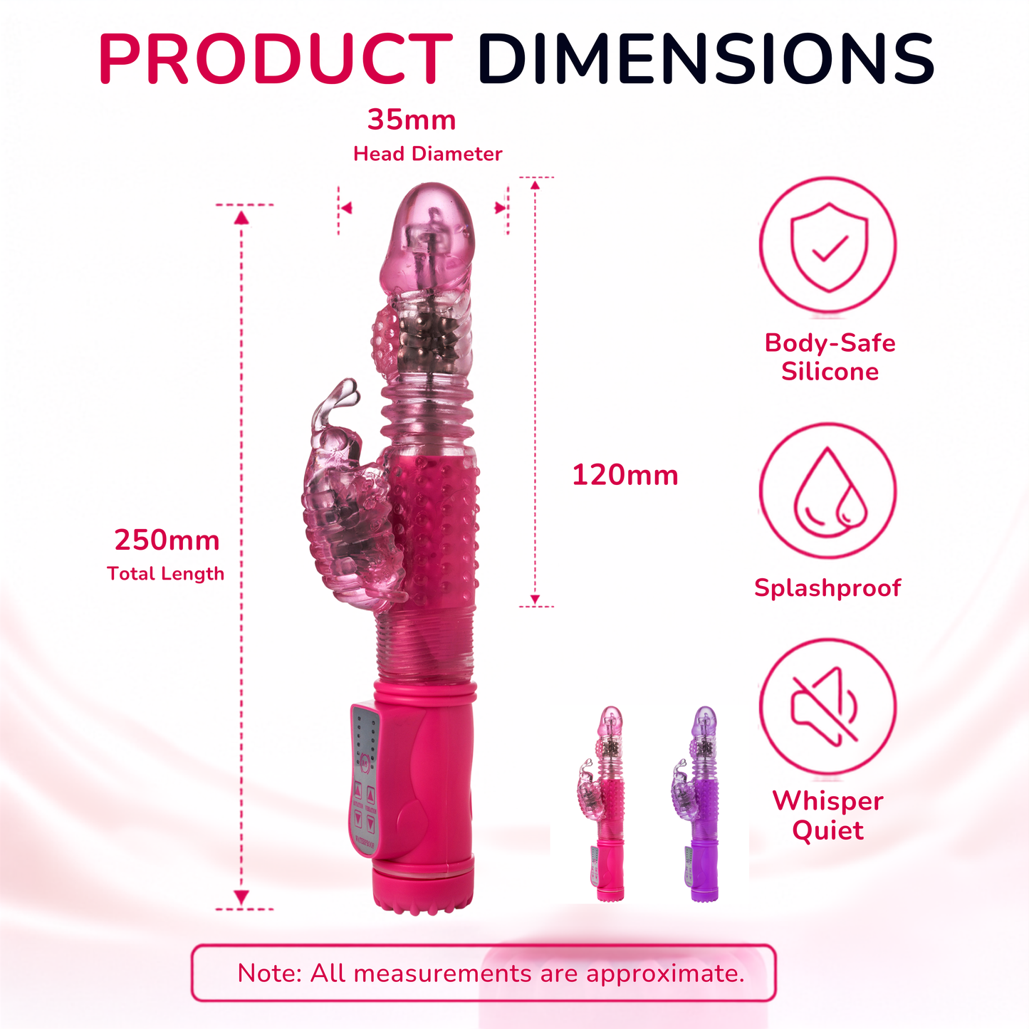 2 in 1 Up & Down Thrusting Dildo with 14 Modes Clitoral Bee Vibrator