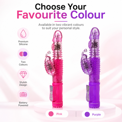 2 in 1 Up & Down Thrusting Dildo with 14 Modes Clitoral Bee Vibrator