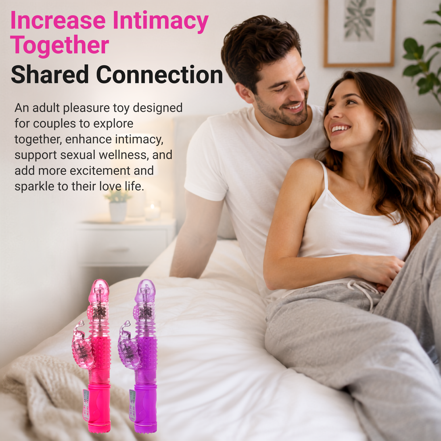 2 in 1 Up & Down Thrusting Dildo with 14 Modes Clitoral Bee Vibrator