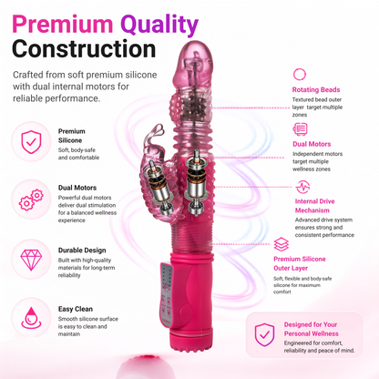 2 in 1 Up & Down Thrusting Dildo with 14 Modes Clitoral Bee Vibrator