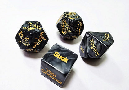 Set of 4 Kinky BDSM Dice Marble-effect