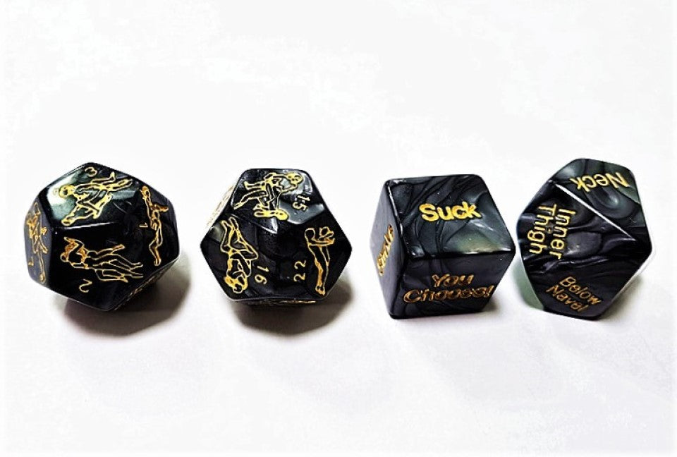 Set of 4 Kinky BDSM Dice Marble-effect