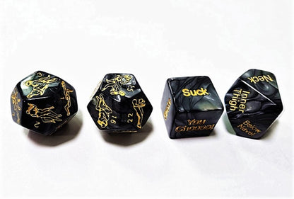 Set of 4 Kinky BDSM Dice Marble-effect