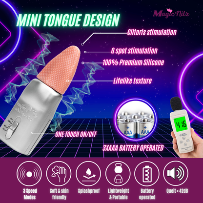Vibrating Tongue Bullet Set 3 Speeds Real Feel Texture