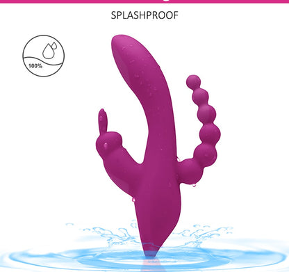 3 in 1 Rabbit Vibrator Clitoral Anal Probe Vaginal Vibrator Dildo Beads