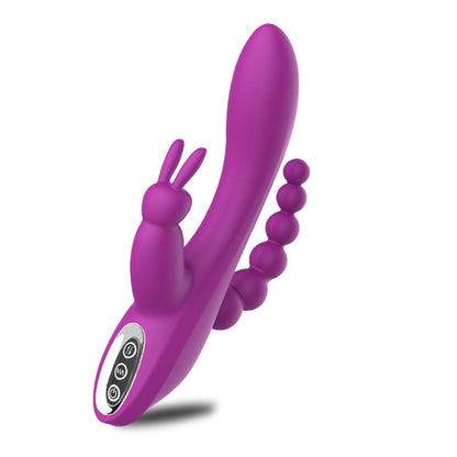 3 in 1 Rabbit Vibrator Clitoral Anal Probe Vaginal Vibrator Dildo Beads