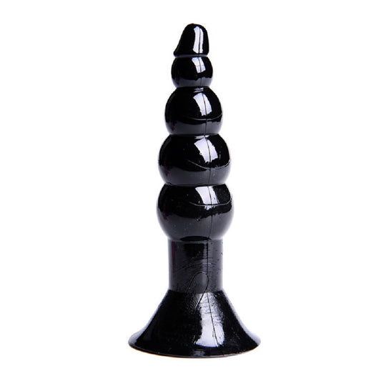 Black Soft Suction Cup  Beaded Anal Plug Suction Base Hands Free Fun