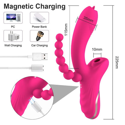 7-Piece Couples Bedroom Play Set - 3-in-1 Vibrator Set with Clitoral Suction, Anal Beads, Sex position Dice Set & Bedroom Battle Card Game