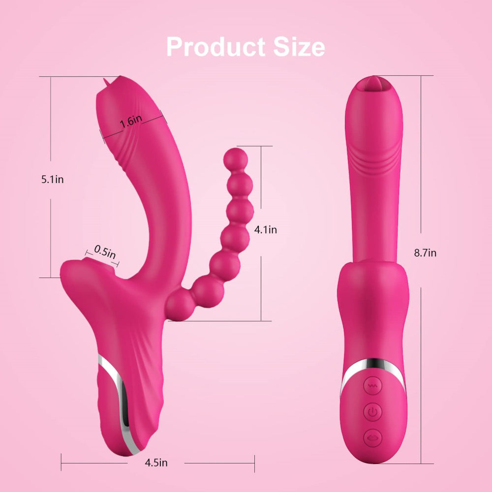 7-Piece Couples Bedroom Play Set - 3-in-1 Vibrator Set with Clitoral Suction, Anal Beads, Sex position Dice Set & Bedroom Battle Card Game