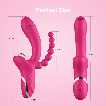 7-Piece Couples Bedroom Play Set - 3-in-1 Vibrator Set with Clitoral Suction, Anal Beads, Sex position Dice Set & Bedroom Battle Card Game