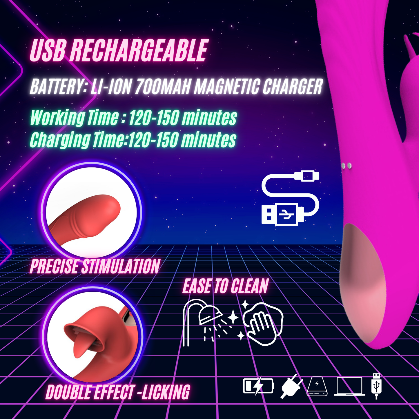 12-mode 2-in-1 G-spot and Clitoral Tongue Licking Vibrator