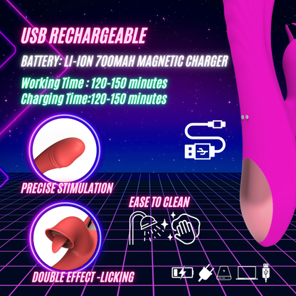 12-mode 2-in-1 G-spot and Clitoral Tongue Licking Vibrator