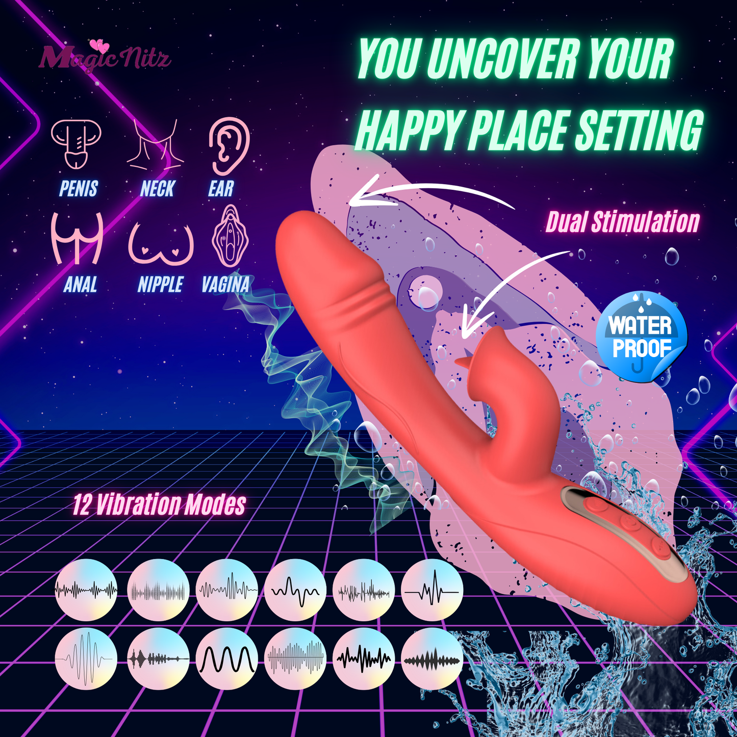 12-mode 2-in-1 G-spot and Clitoral Tongue Licking Vibrator