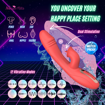 12-mode 2-in-1 G-spot and Clitoral Tongue Licking Vibrator