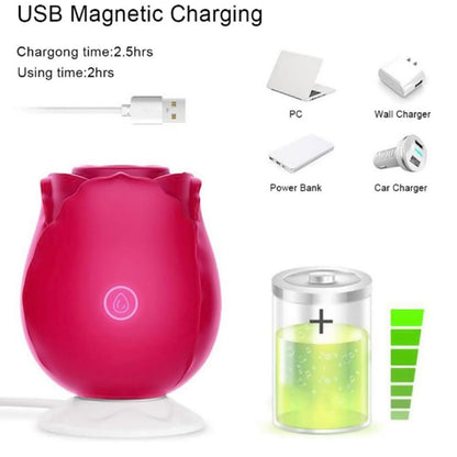 7 Suction Happy Meeting Rose Shaped Mini Massager Sucking Vibrator